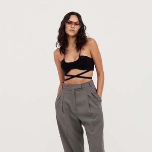 For Love and Lemons Tie Crop Top Black XXS NWT